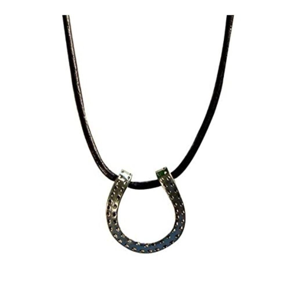 COLLAR CON DIJE HERRADURA Y CORDON CUERO