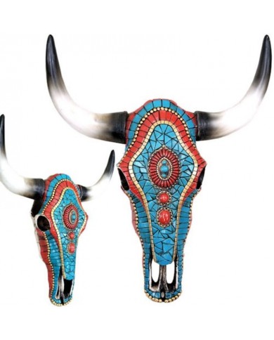 CABEZA EN RESINA VENADO GEMAS Y TURQUEZA