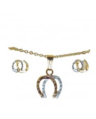 SET COLLAR Y ARETES ESTRIBO DORADOS