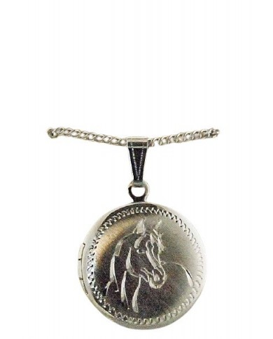 COLLAR Y DIJE CABALLO CIRCULO PLATEADO