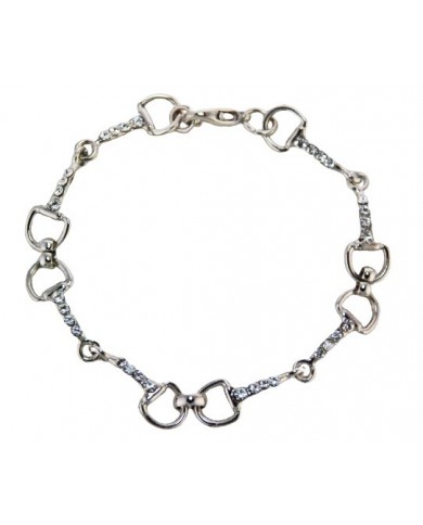 PULSERA SNAFFLE BIT PLATEADA Y BRILLO