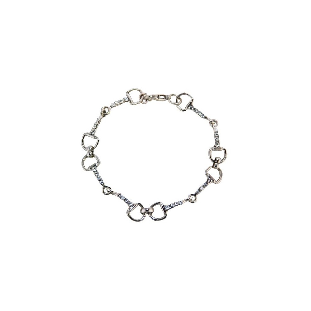 PULSERA SNAFFLE BIT PLATEADA Y BRILLO