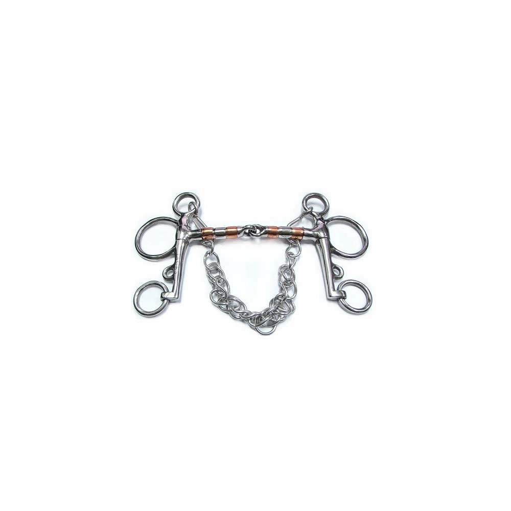 BOCADO PELHAM ROLLER DE COBRE Y ACERO INOX.