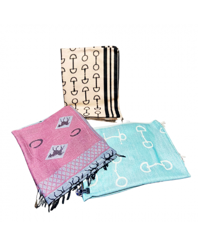 PASHMINA CASHMERE MOTIVO ECUESTRE