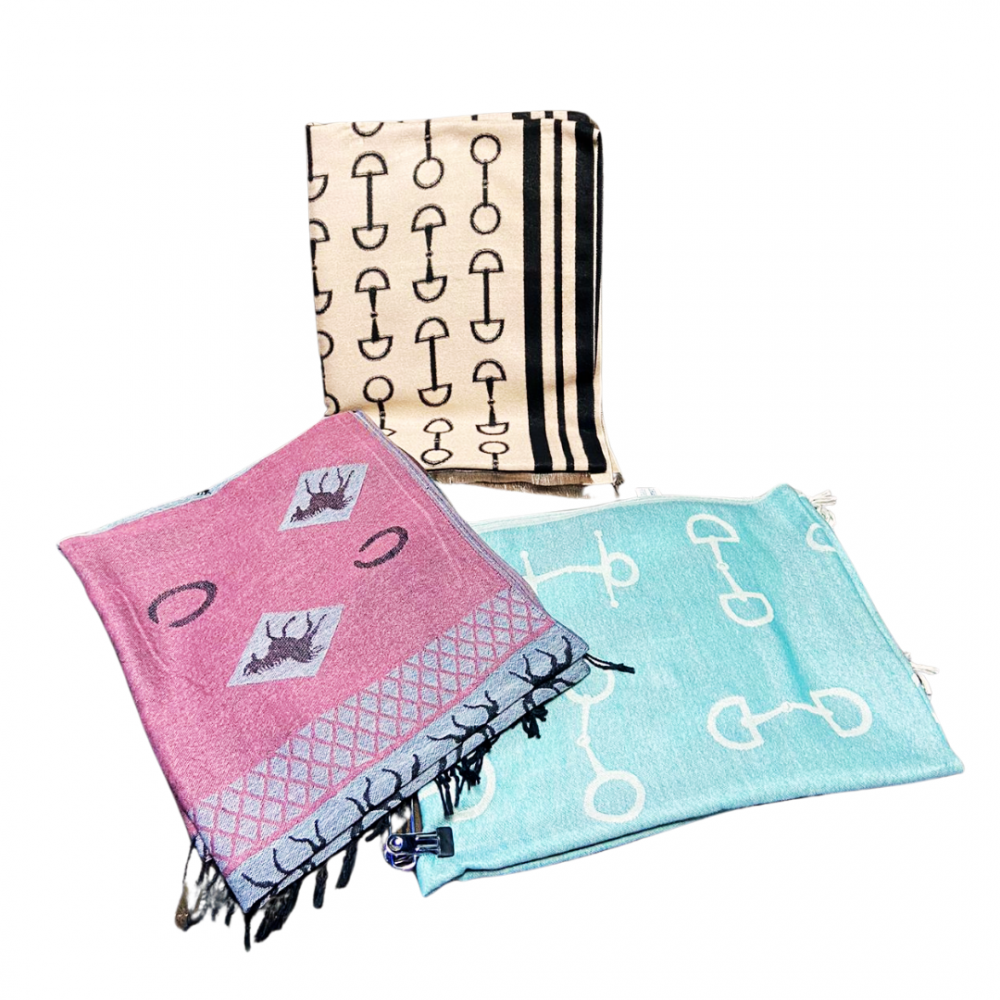 PASHMINA CASHMERE MOTIVO ECUESTRE