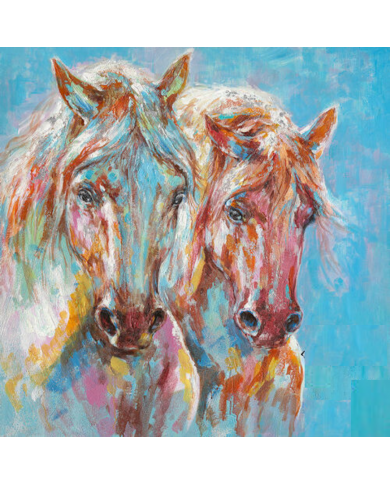 CUADRO36 X 36 DOS CABALLO COLORES
