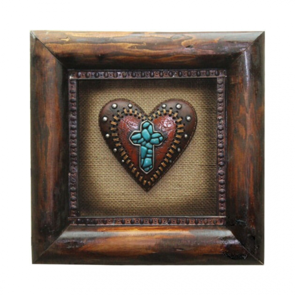 CUADRO DECORATIVO CORAZON NY CRUZ TURQUEZA