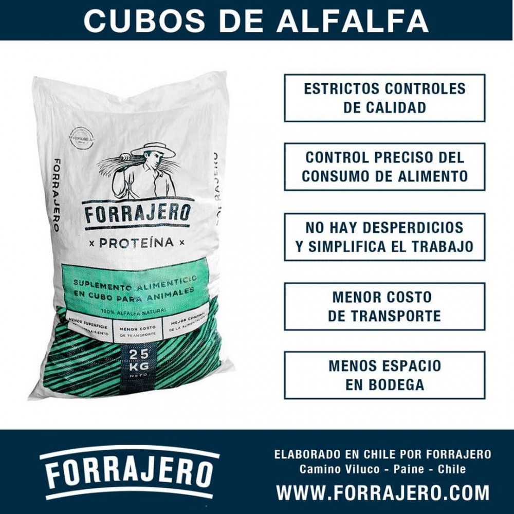 SACO CUBOS DE ALFALFA FORRAJERO 25 KG