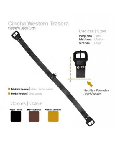 CINCHA WESTERN TRASERA EN CUERO COMPLETA