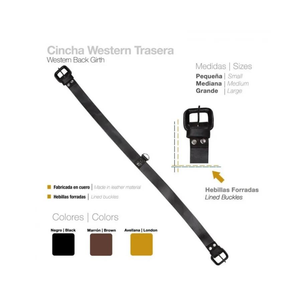 CINCHA WESTERN TRASERA EN CUERO COMPLETA