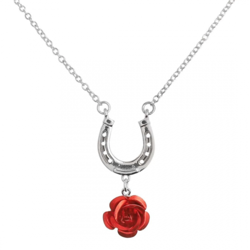 COLLAR HERRADURA Y ROSA COLGANTE