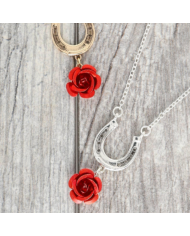 COLLAR HERRADURA Y ROSA COLGANTE