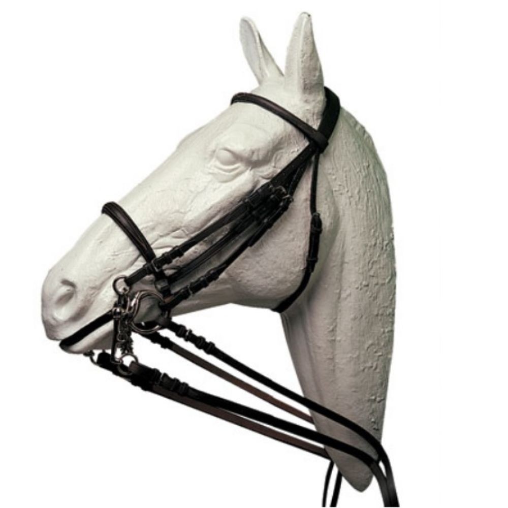 CABEZADA HH DOBLE RIENDA MUSEROLA ARTICULADA NEGRA